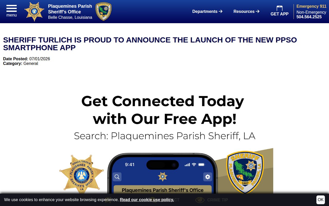 Plaquemines Parish PPSO app release-list limitations
