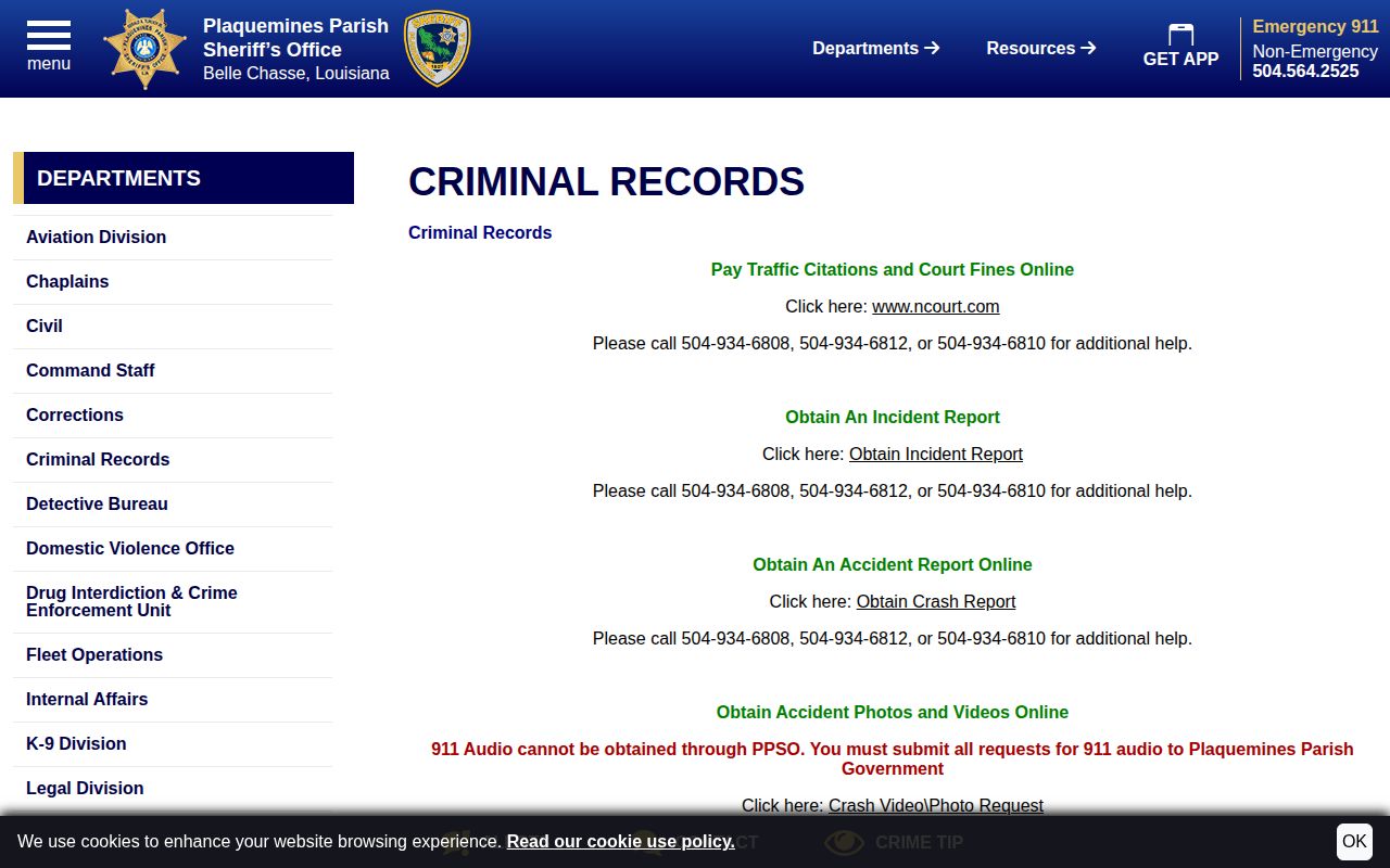 PPSO record source for Plaquemines Parish release mugshots